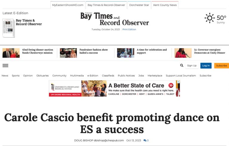 Carole Cascio Fund featured in the Bay Times Record Observer