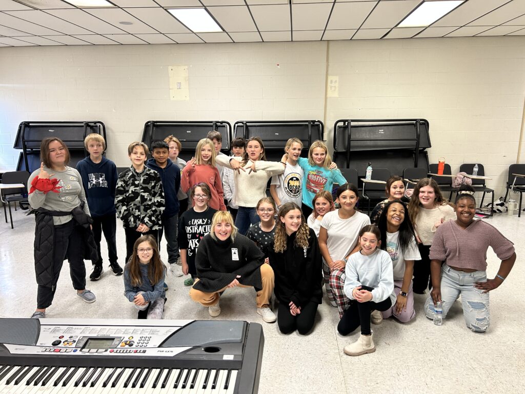 CCF Teaching Artist Adrienne Kraus Latanishen teaches hip-hop classes at QACHS & Centreville Middle School