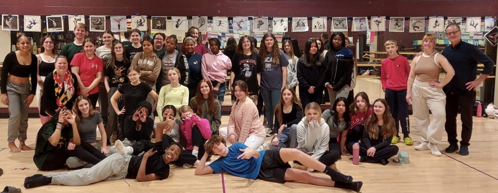 special combined Hip-Hop class for QACHS dancers and Centreville Middle School students