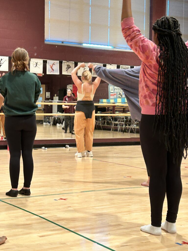 CCF Teaching Artist Adrienne Kraus Latanishen teaches hip-hop classes at QACHS & Centreville Middle School