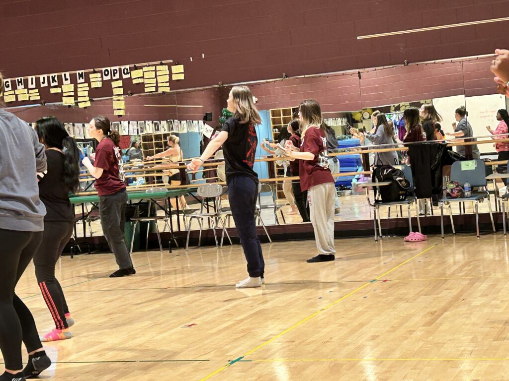 CCF Teaching Artist Adrienne Kraus Latanishen teaches hip-hop classes at QACHS & Centreville Middle School