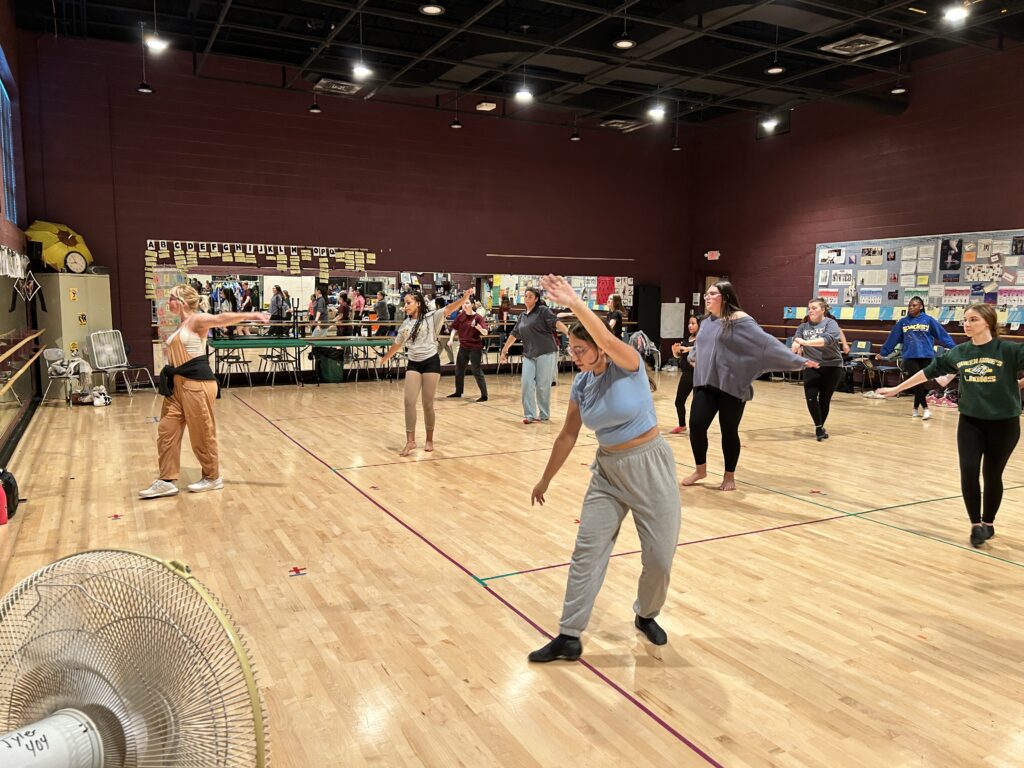 CCF Teaching Artist Adrienne Kraus Latanishen teaches hip-hop classes at QACHS & Centreville Middle School