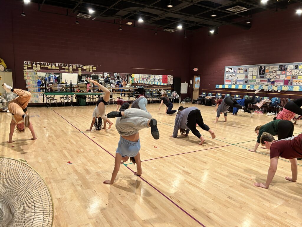 CCF Teaching Artist Adrienne Kraus Latanishen teaches hip-hop classes at QACHS & Centreville Middle School