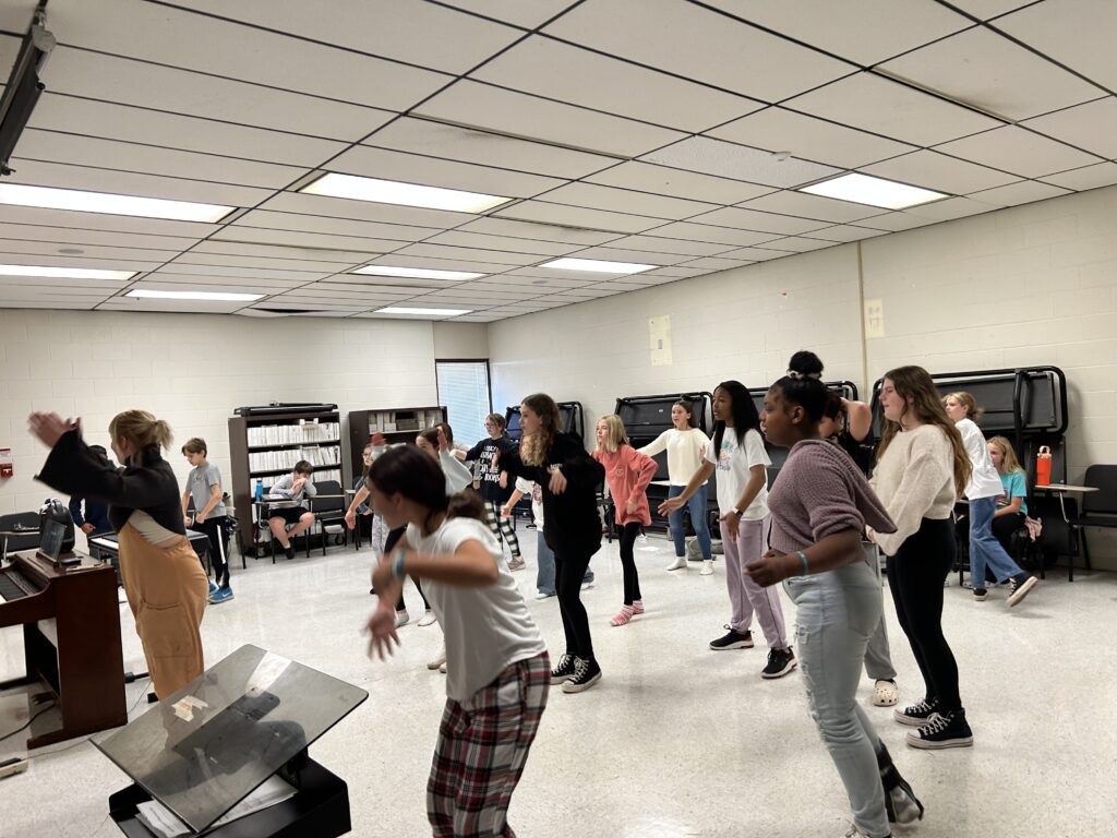 CCF Teaching Artist Adrienne Kraus Latanishen teaches hip-hop classes at QACHS & Centreville Middle School