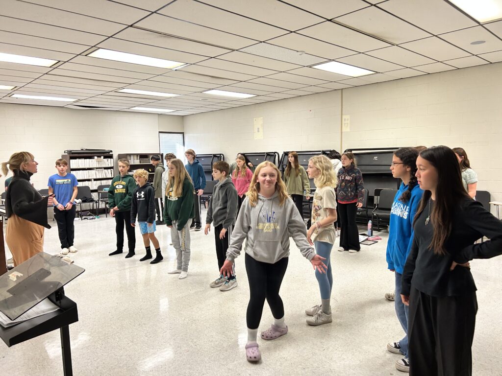 CCF Teaching Artist Adrienne Kraus Latanishen teaches hip-hop classes at QACHS & Centreville Middle School