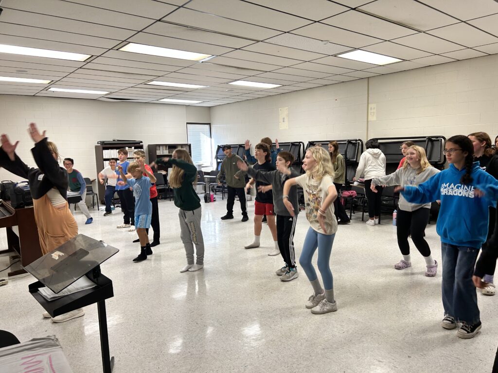 CCF Teaching Artist Adrienne Kraus Latanishen teaches hip-hop classes at QACHS & Centreville Middle School