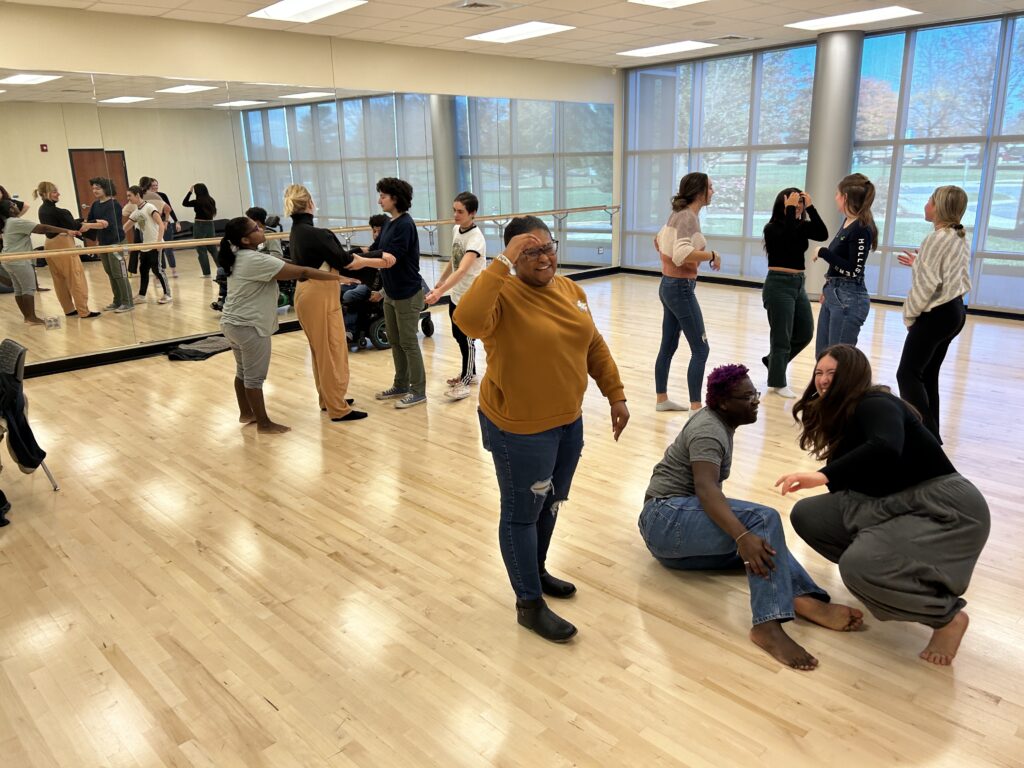 CCF Teaching Artist Adrienne Kraus Latanishen teaches hip-hop classes at QACHS & Centreville Middle School