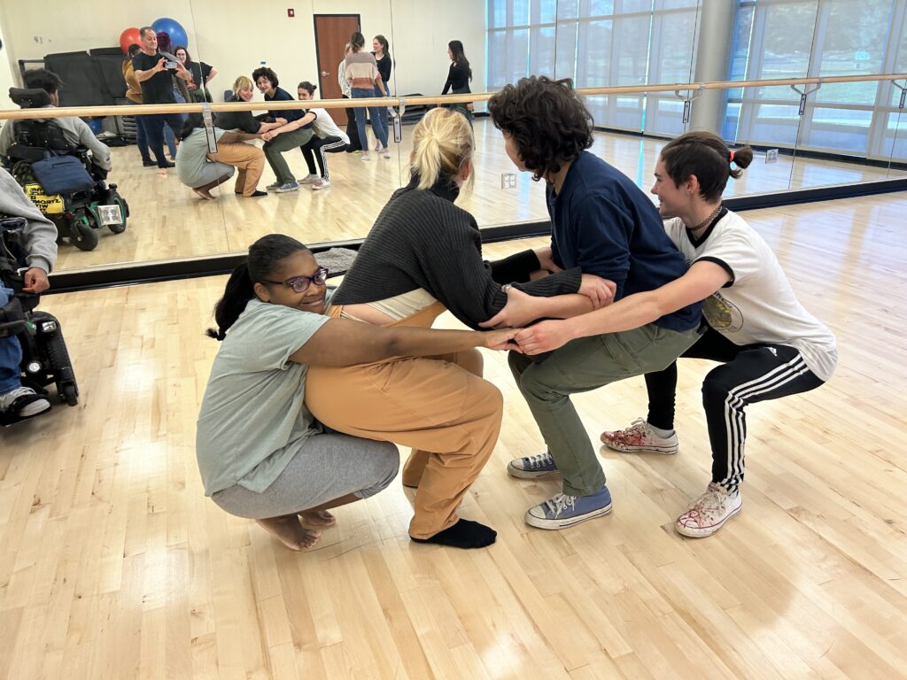 CCF Teaching Artist Adrienne Kraus Latanishen teaches hip-hop classes at QACHS & Centreville Middle School