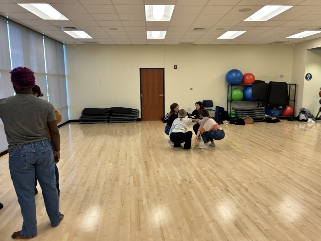 CCF Teaching Artist Adrienne Kraus Latanishen teaches hip-hop classes at QACHS & Centreville Middle School