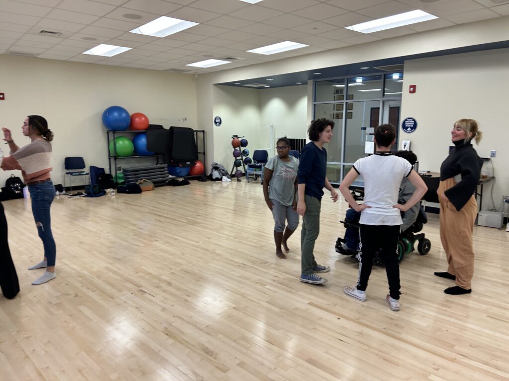 CCF Teaching Artist Adrienne Kraus Latanishen teaches hip-hop classes at QACHS & Centreville Middle School