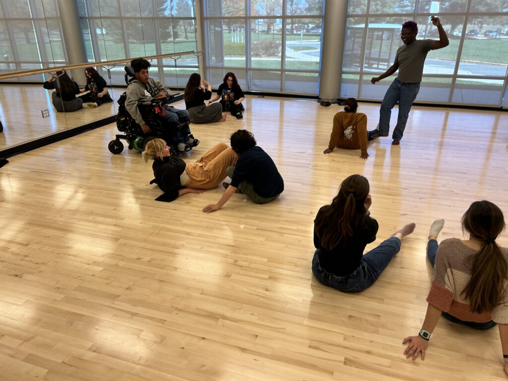 CCF Teaching Artist Adrienne Kraus Latanishen teaches hip-hop classes at QACHS & Centreville Middle School