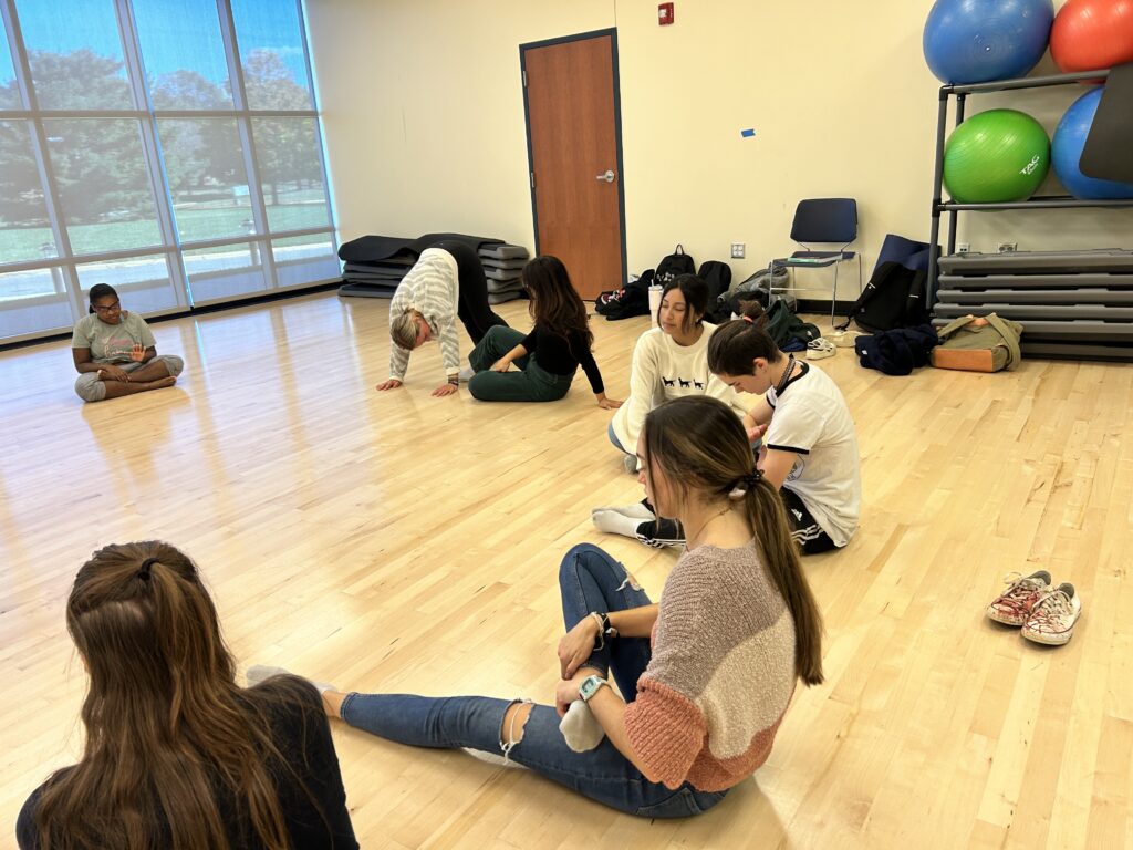 CCF Teaching Artist Adrienne Kraus Latanishen teaches hip-hop classes at QACHS & Centreville Middle School