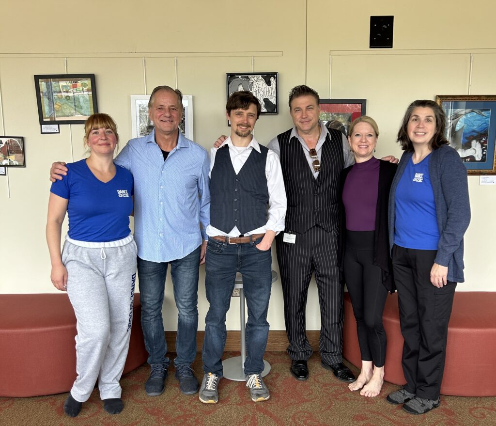 Adrienne Klaus Latanishen CCF Teaching Artist, Peter Pucci Executive Director CCF, Rob Thompson Director of Arts for TPAC, Michael Bell Supervisor for Instruction for QACPS and Melinda Blomquist Artistic Director of the CCBC Dance Company.