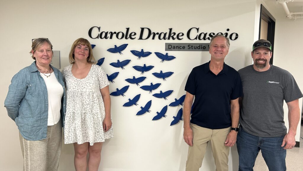 CCF Trustee Ann Goodman, CCF Teaching Artist Adrienne Kraus Latanishen, Executive Director Peter Pucci and Sculptor Matt O’Connell at CCBC Essex campus.