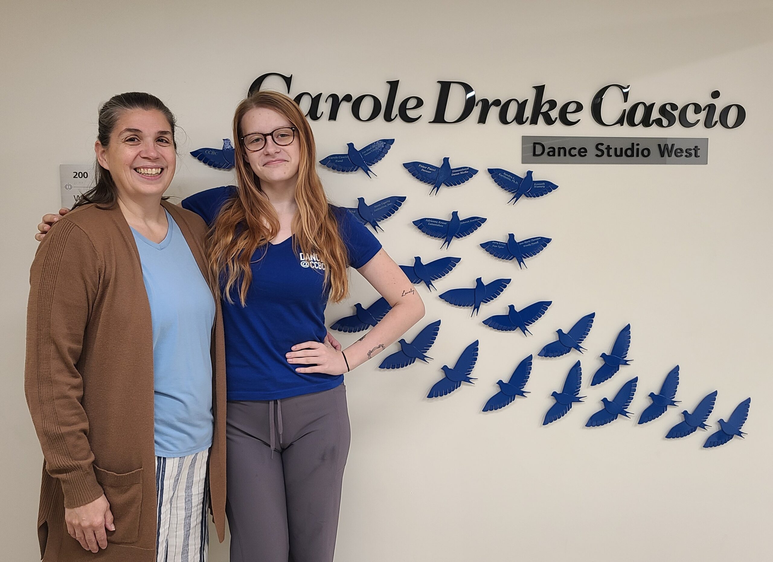 Melinda Blomquist, Dance Program Coordinator at CCBC, Sarah Harris, Carole Drake Cascio Dance Scholarship recipient.