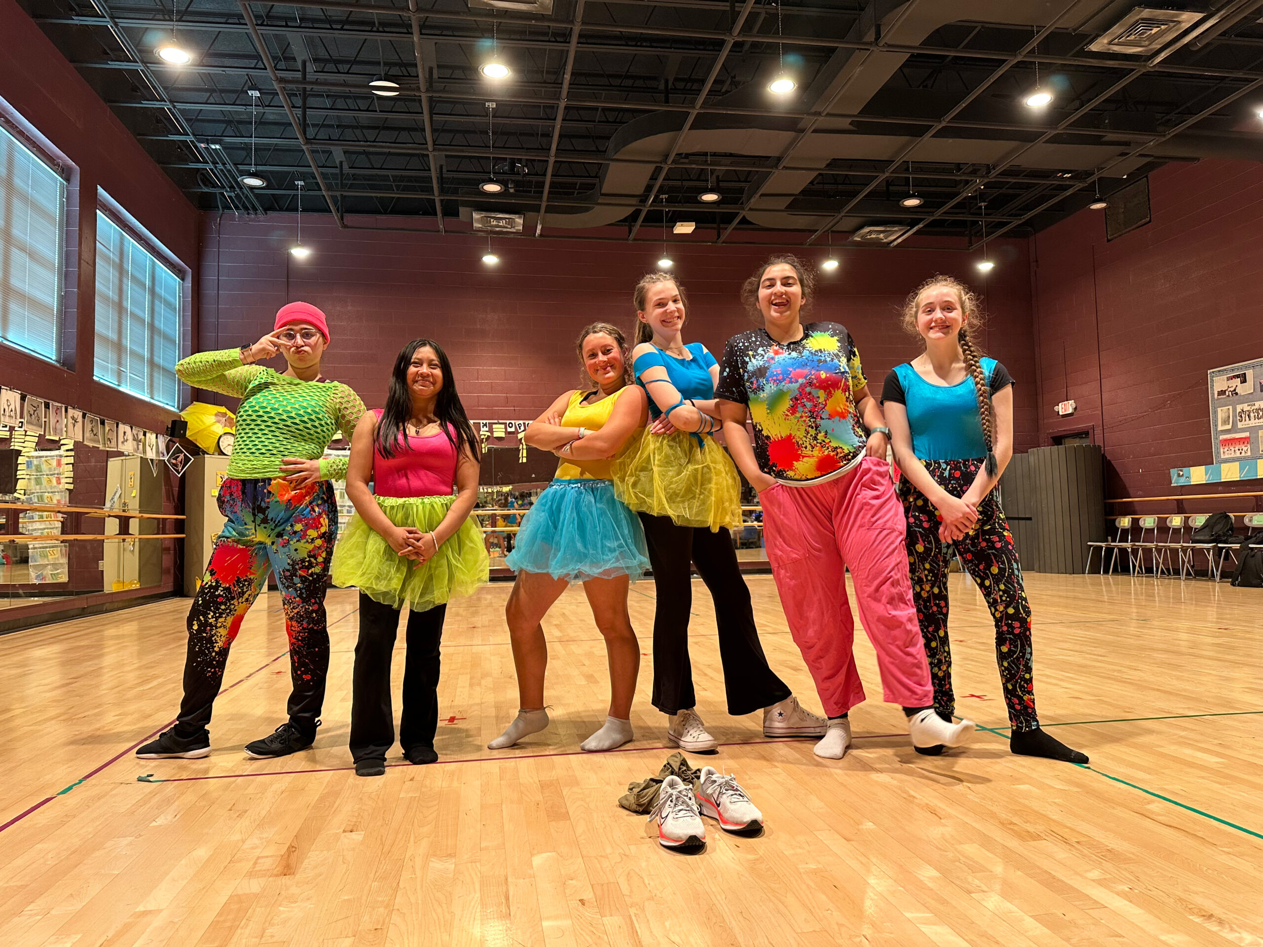 Queen Anne County Dance Company members prepared to go on stage after seeing the CCBC Dance Company perform Adrienne’s new Hip Hop dance