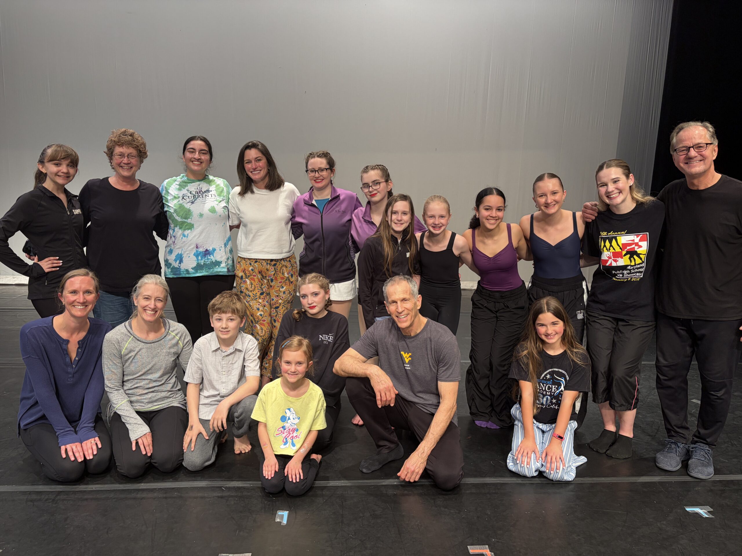 A lively group who participated in Yoav’s (C) Israeli folk dance class, including Executive Director, Peter Pucci(R) and CCF Teaching Artist Amy Young Kleinendorst and her son Axel(First row, second and third from left).